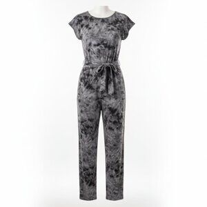 Chic Gray Tie-Dye Belted Jumpsuit – Effortless Style & Comfort